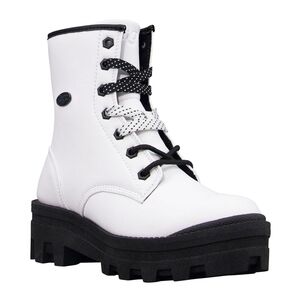 NEW! LUGZ DUTCH WDUTCHV-135 White Vegan Leather Lace Up Combat Boots 9.